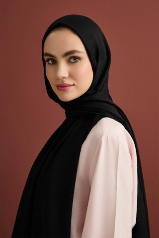Zincir Kare Siyah Pamuk İpek Şal 70x210