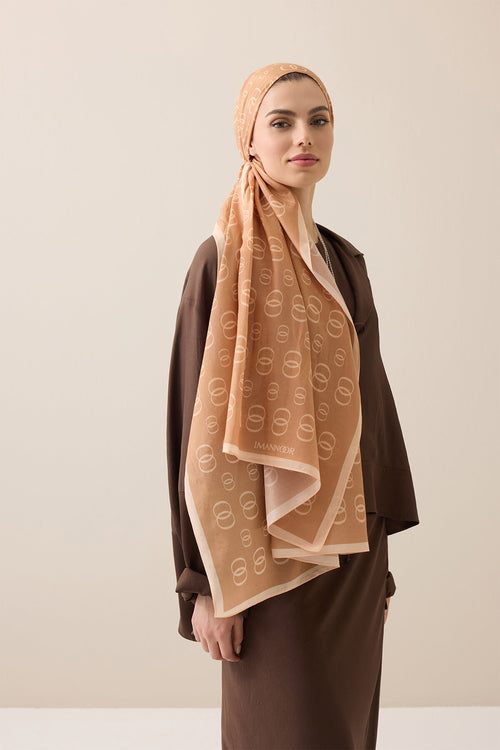 Chain Logo Camel Hair Cotton Floss Shawl