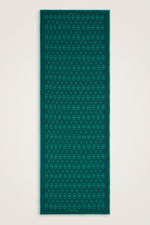 Zincir Logo Koyu Turkuaz Monogram Baskı Pamuk Floş Şal 70x210