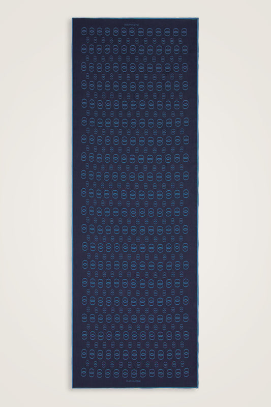 Zincir Logo Lacivert Pamuk Floş Şal 70x210