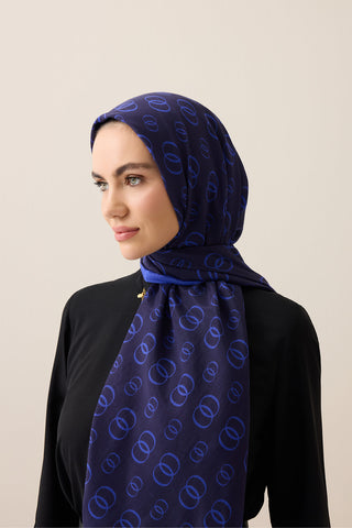 Zincir Logo Saks Pamuk Floş Şal 70x210