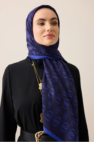 Zincir Logo Saks Pamuk Floş Şal 70x210