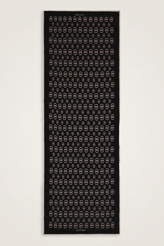 Zincir Logo Siyah-Krem Pamuk Floş Şal 70x210