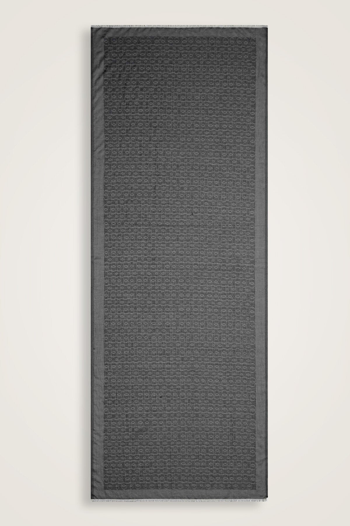 Zincir Monogram Antrasit Pamuk İpek Şal 80x210