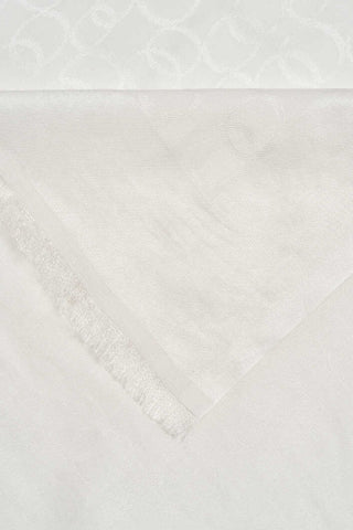 Zincir Monogram Beyaz Pamuk İpek Şal 80x210