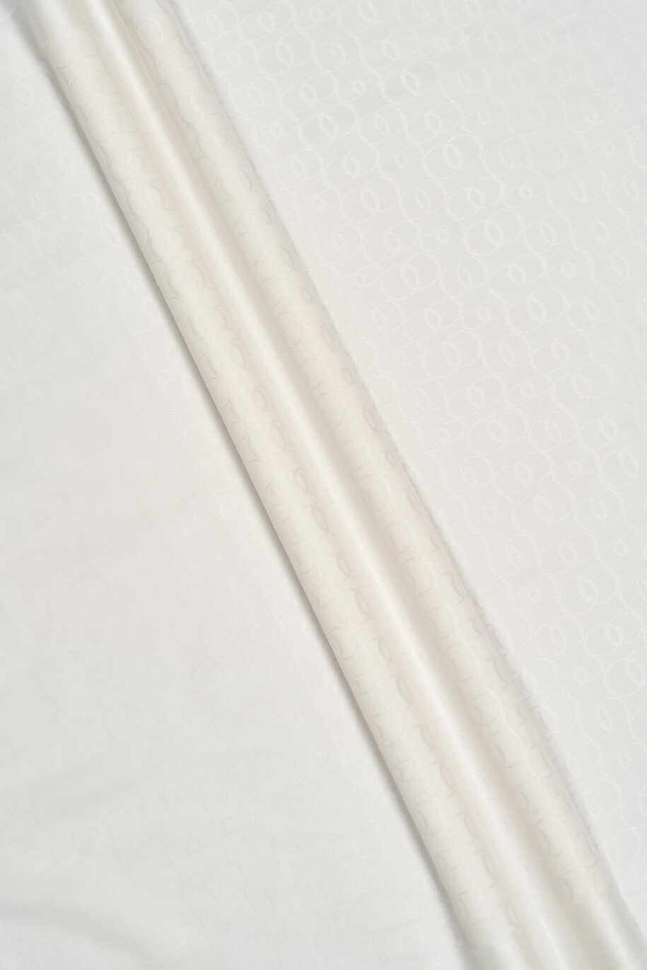 Zincir Monogram Beyaz Pamuk İpek Şal 80x210