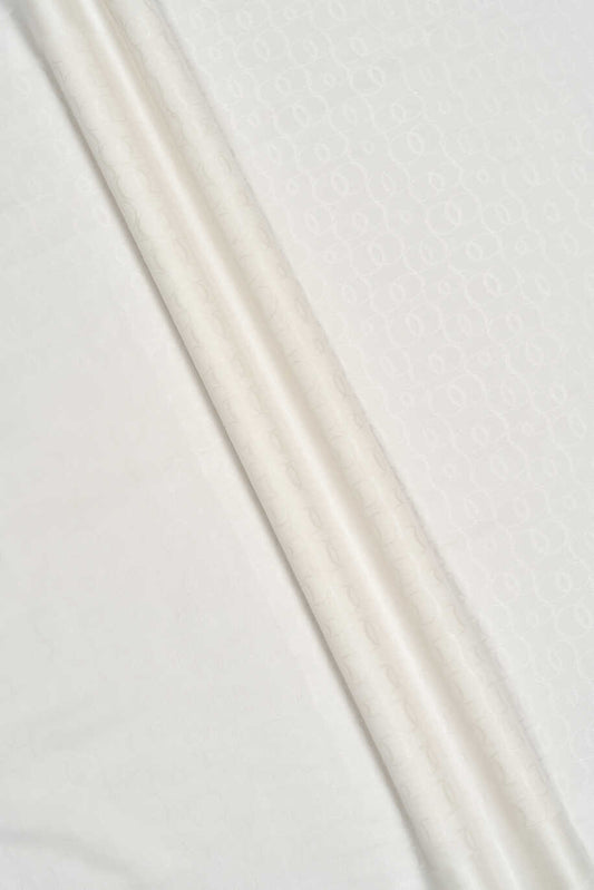 Zincir Monogram Beyaz Pamuk İpek Şal 80x210
