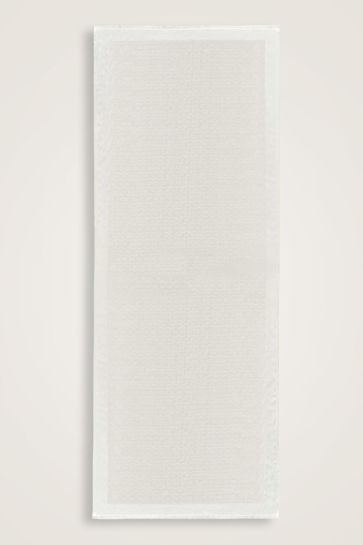 Zincir Monogram Beyaz Pamuk İpek Şal 80x210