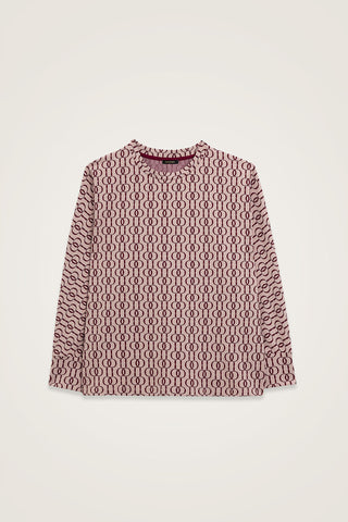 Zincir Monogram Bordo Jakar Örme Bluz