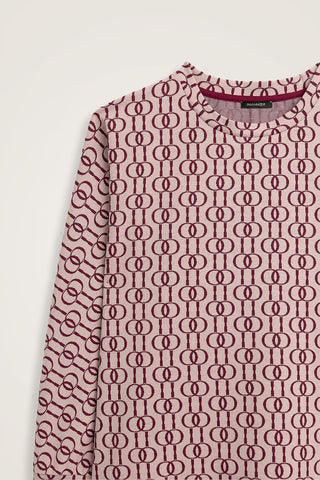 Zincir Monogram Bordo Jakar Örme Bluz