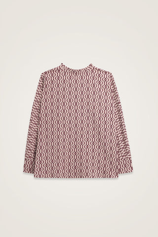 Zincir Monogram Bordo Jakar Örme Bluz