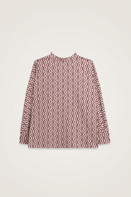 Zincir Monogram Bordo Jakar Örme Bluz