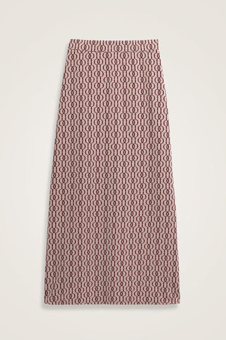 Zincir Monogram Bordo Jakar Örme Etek