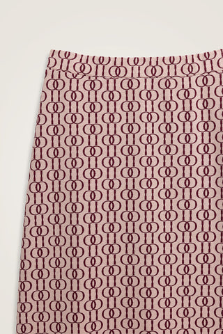 Zincir Monogram Bordo Jakar Örme Etek