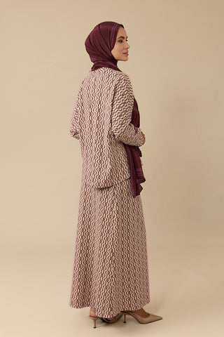 Zincir Monogram Bordo Jakar Örme Etek