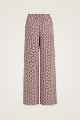 Zincir Monogram Bordo Jakar Örme Pantolon