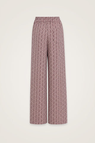 Zincir Monogram Bordo Jakar Örme Pantolon