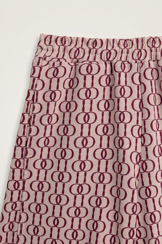 Zincir Monogram Bordo Jakar Örme Pantolon