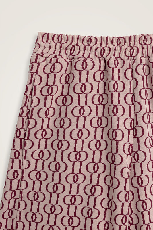 Zincir Monogram Bordo Jakar Örme Pantolon