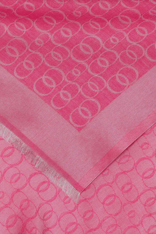 Zincir Monogram Fuşya Pamuk İpek Şal 80x210
