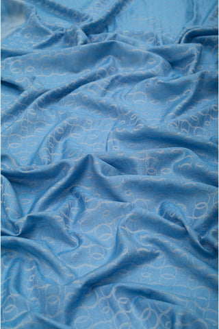 Zincir Monogram Mavi Pamuk İpek Şal 80x210