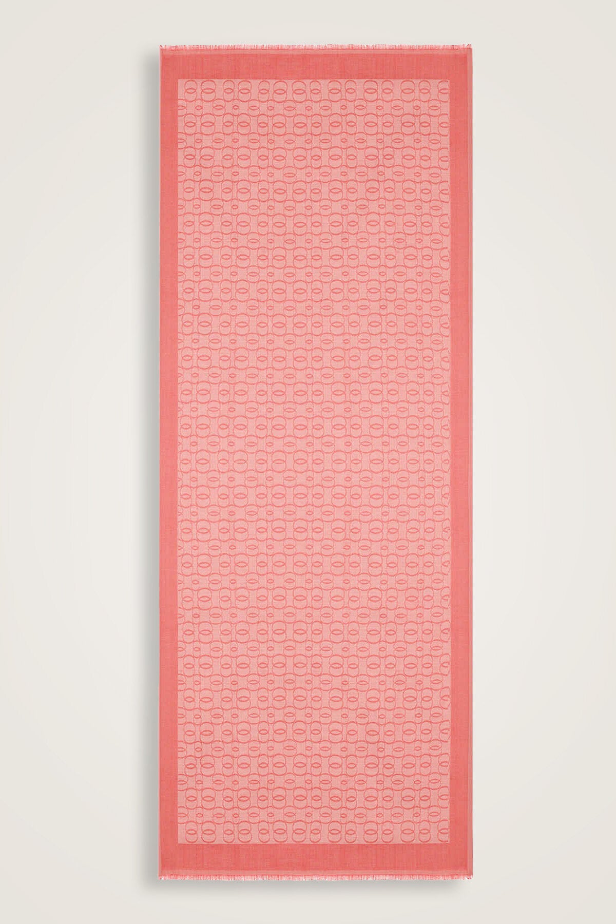 Zincir Monogram Mercan Pamuk İpek Şal 80x210