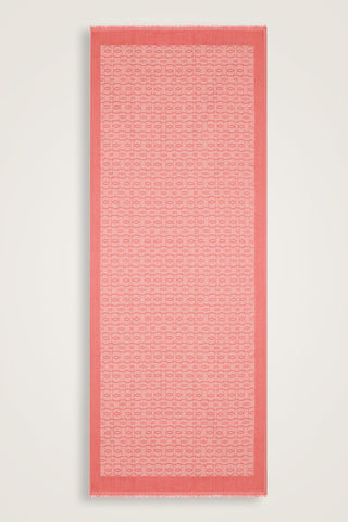 Zincir Monogram Mercan Pamuk İpek Şal 80x210
