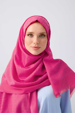 Zincir Monogram Nar Çiçeği Pamuk İpek Şal 80x210