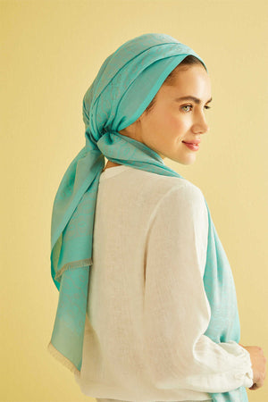 Chain Monogram Cotton Silk Shawl Nile Green