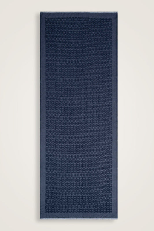 Zincir Monogram Koyu Gri Pamuk İpek Şal 80x210