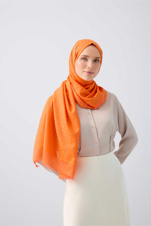Chain Monogram Cotton Silk Shawl Orange