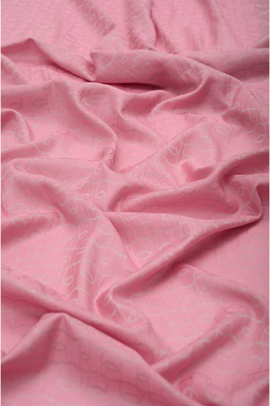 Zincir Monogram Pembe Pamuk İpek Şal 80x210