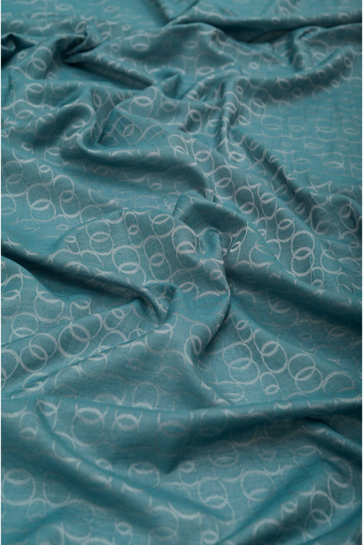 Zincir Monogram Petrol Mavisi Pamuk İpek Şal 80x210