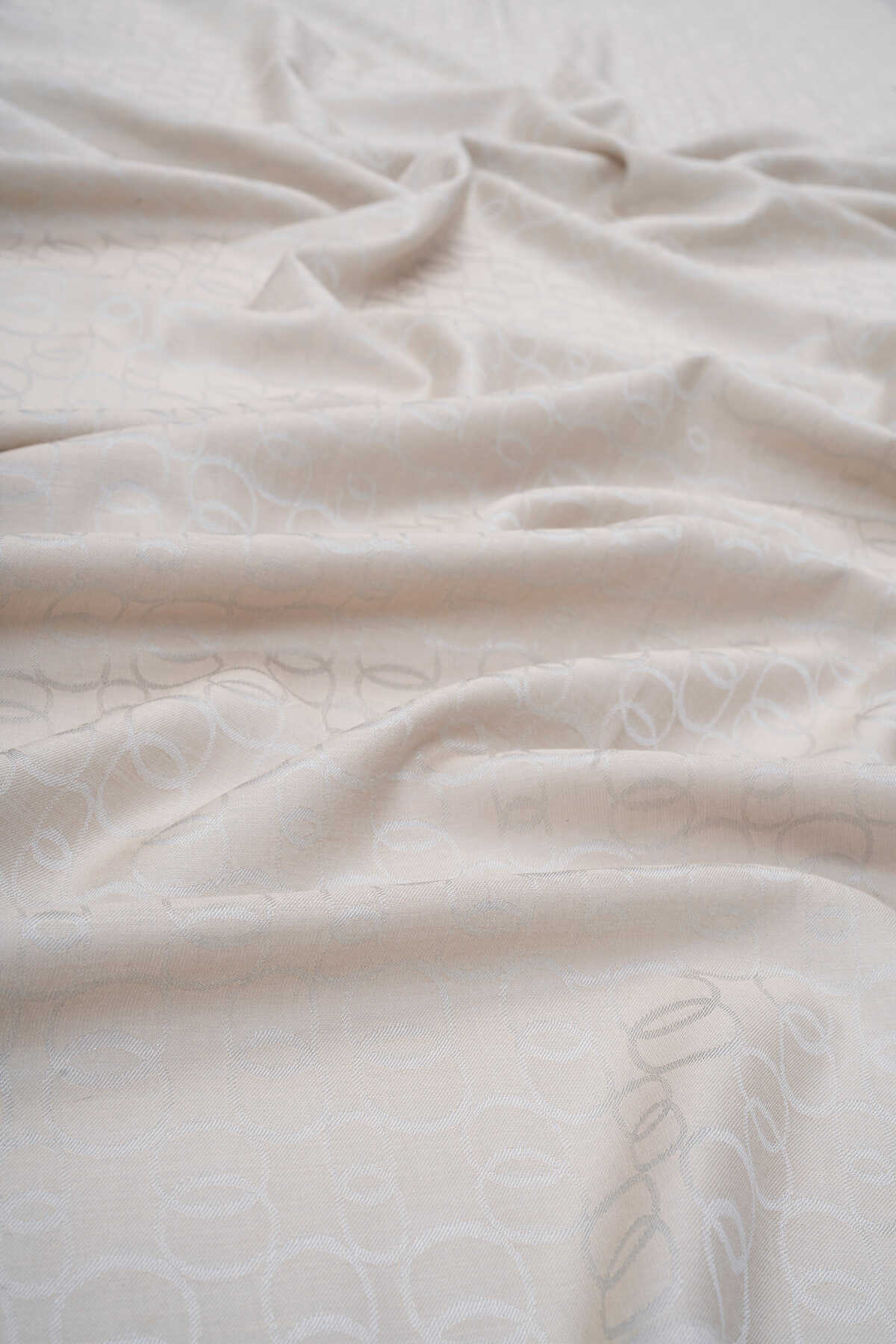 Zincir Monogram Gri Pamuk İpek Şal 80x210