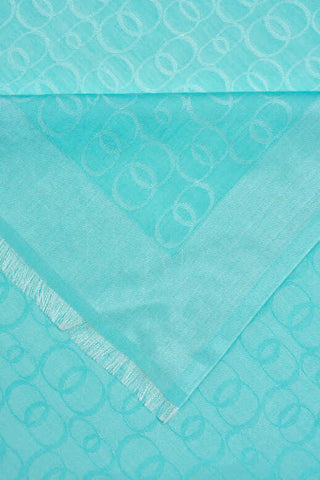 Zincir Monogram Turkuaz Pamuk İpek Şal 80x210