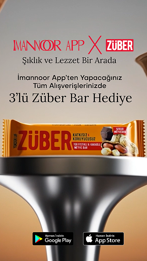 HEDİYE! İmannoor x Züber - App'e Tüm Siparişlerinizde Züber Bar Hediye