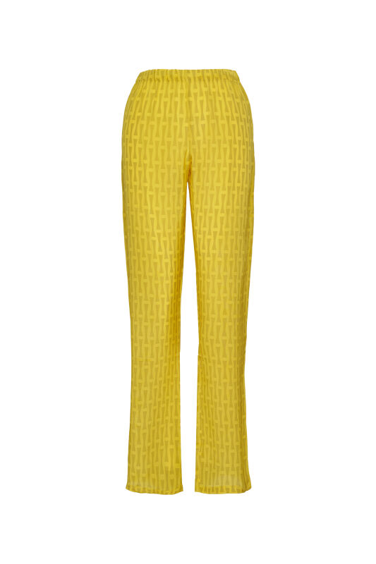 Iman I Yellow Silk Pants Pajamas - 1